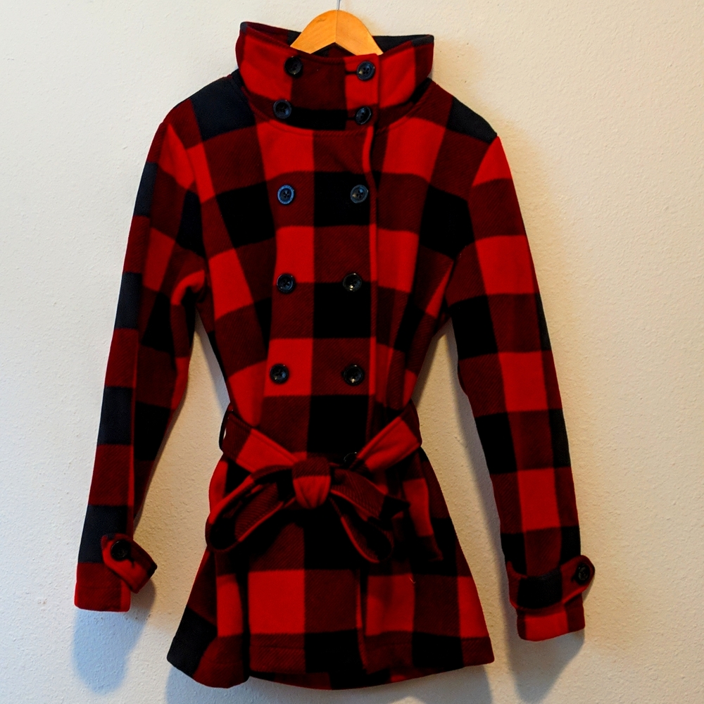 Ike Behar Buffalo Plaid Pea Coat